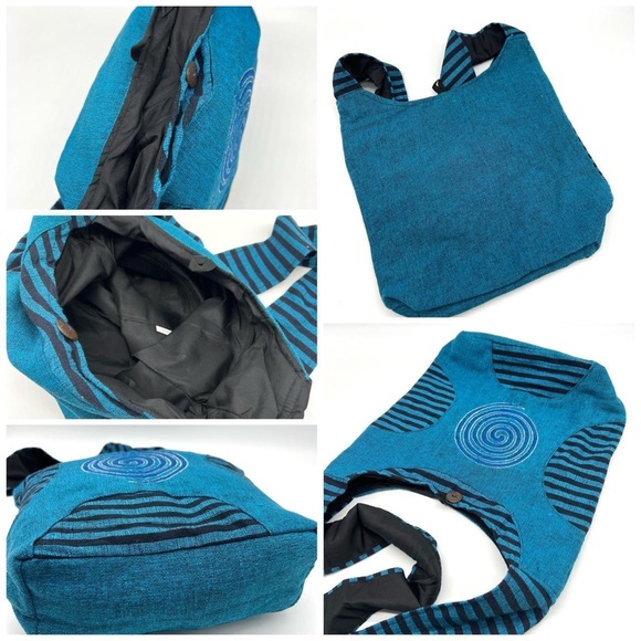 Handmade Cotton Sling Bag with Swirl Embroidery - Picture 6 of 9